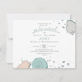 Rehearsal | Modern Seashells Coral och Teal Inbjudningar