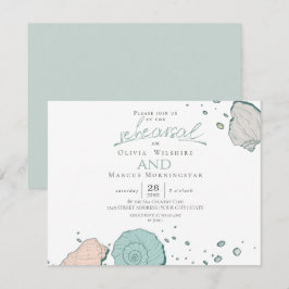 Rehearsal | Modern Seashells Coral och Teal Inbjudningar