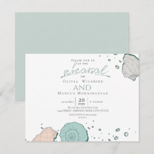 Rehearsal Modern Seashells Coral och Teal Inbjudningar