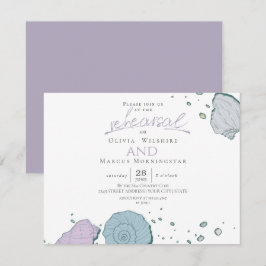 Rehearsal | Modern Seashells Dusty Blue Lilac Inbjudningar