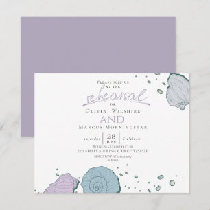 Rehearsal Modern Seashells Dusty Blue Lilac Inbjudningar