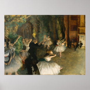 Rehearsal of the Ballet Onstage, Degas Poster