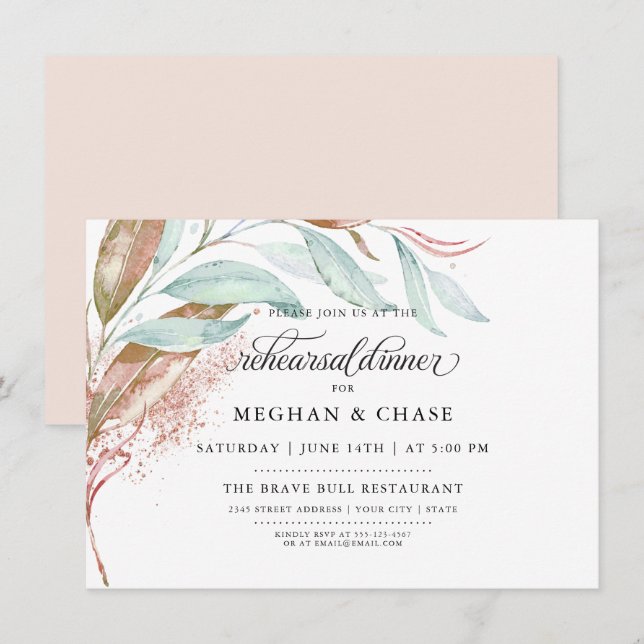 REHEARSAL | Vattenskärtskläder för korallkoppar Inbjudningar (Fram/baksida)