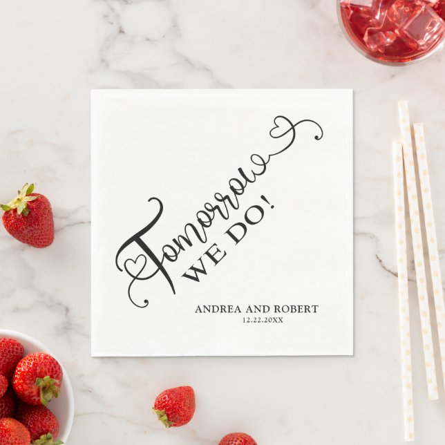 Rehearsdag i morgon, vi gör Bröllop Pappersservett (Insitu)