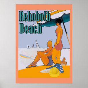 RehoBåde Beach Art Deco Poster