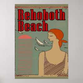 RehoBåde Beach Art Deco Poster