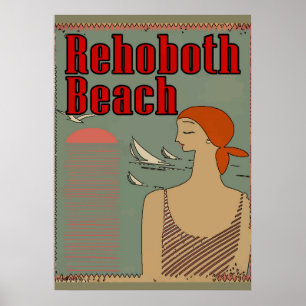 RehoBåde Beach Art Deco Poster