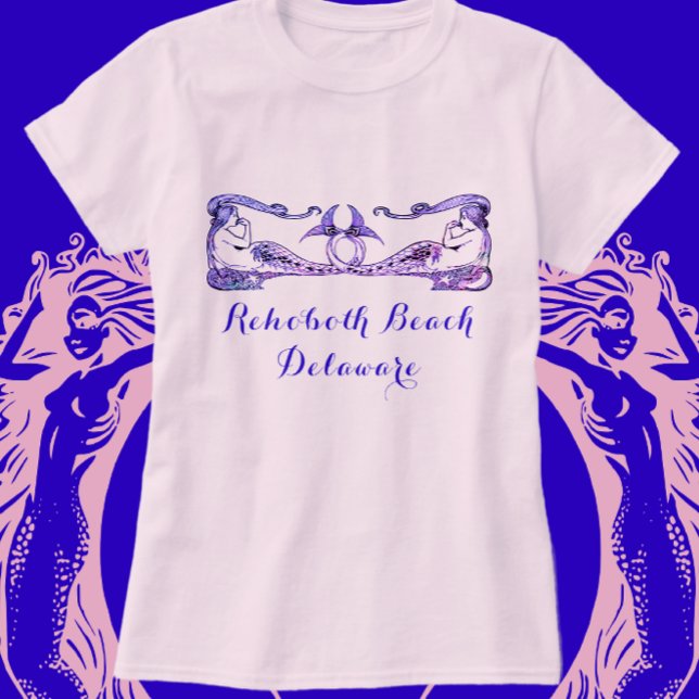 RehoBåde Beach Delaware Art Deco-Sjöjungfruar T Shirt (Skapare uppladdad)