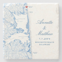 RehoBåde Beach Delaware Karta Bröllop Keepsaké Stenunderlägg