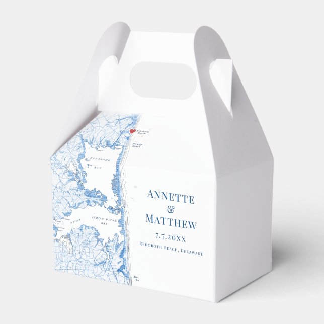 RehoBåde Beach Delaware Karta Elegant bröllop Presentaskar (Framsidan Sidan)