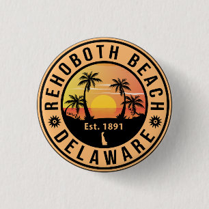 RehoBåde Beach Delaware Retro Sunset Souvenirs Knapp