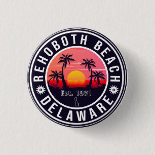 RehoBåde Beach Delaware Retro Sunset Souvenirs Knapp