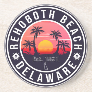 RehoBåde Beach Delaware Retro Sunset Souvenirs Underlägg