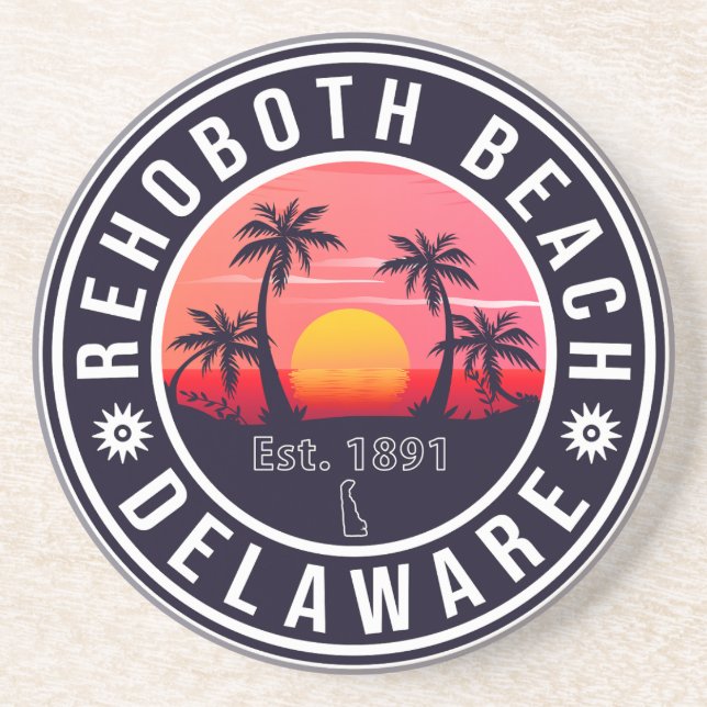 RehoBåde Beach Delaware Retro Sunset Souvenirs Underlägg (Framsidan)