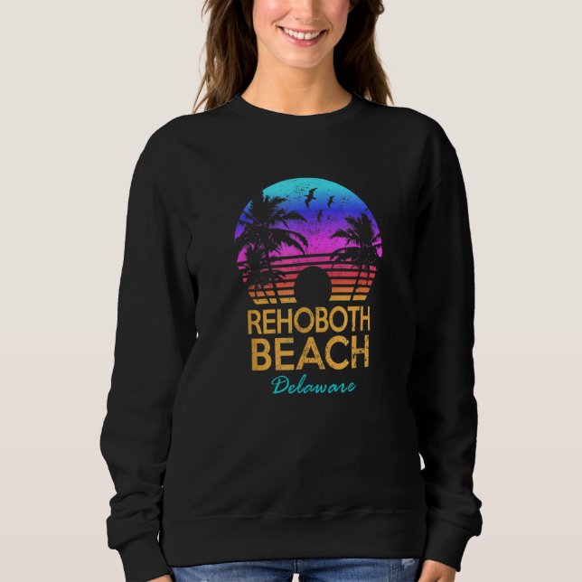 RehoBåde Beach Delaware Retro Sunset Summer Vibe A T Shirt (Framsida)
