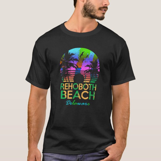 RehoBåde Beach Delaware Summer Vacation Retro Vint T Shirt (Framsida)