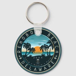 RehoBåde Beach Delaware Sunset Retro Souvenir 80 s Nyckelring