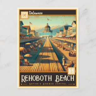 RehoBåde Beach, Delaware VINTAGE Vykort