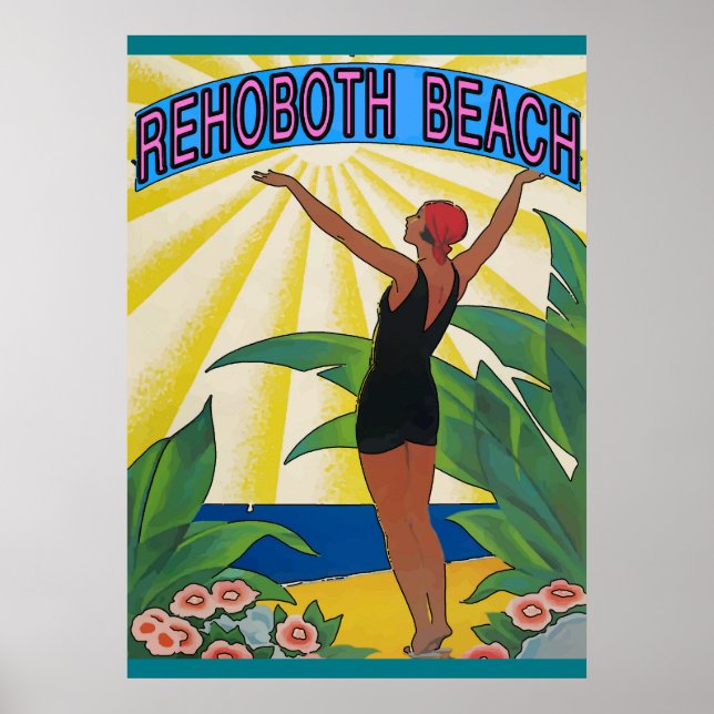 RehoBåde Beach Vintage Stil Poster (Framsidan)