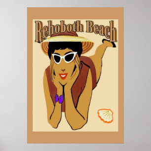 RehoBåde, Dam på Beach Poster