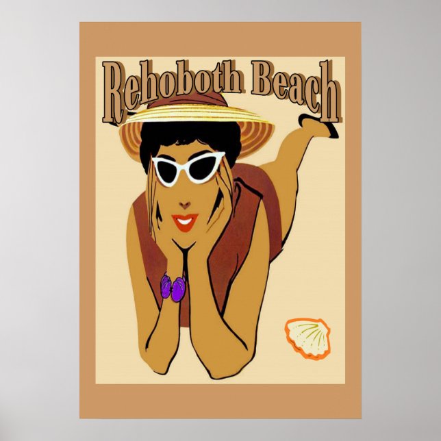 RehoBåde, Dam på Beach Poster (Framsidan)
