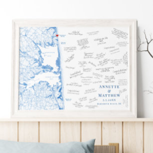 Rehoboth Beach Bröllop Elegant Gästboksposter Poster