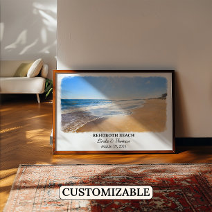 Rehoboth Beach Delaware Affisch, Akvarell, Anpassa Poster