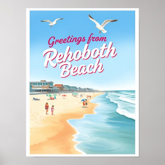 Rehoboth Beach, Delaware Kustvintage Poster (Framsidan)