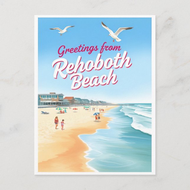 Rehoboth Beach, Delaware Kustvintage Vykort (Framsida)