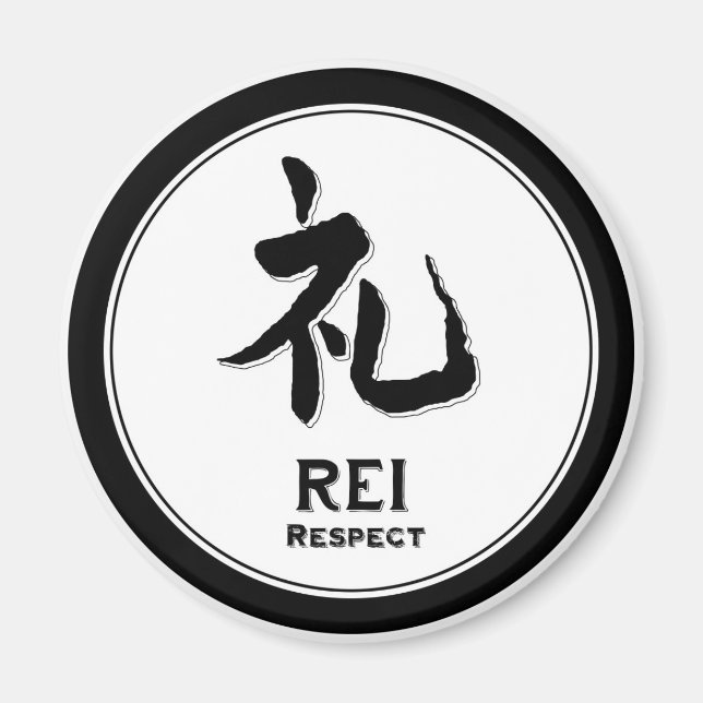 REI respekterar bushido dygsamurai kanji Magnet (Framsidan)