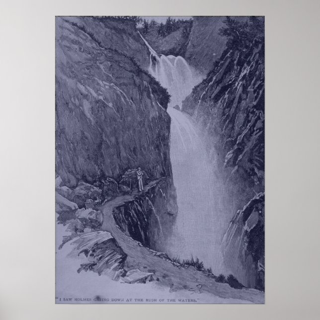 Reichenbach Falls - Sidney Paget - Blue Tint Poster (Framsidan)