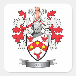 Reid Family Crest Jackar om Arm Fyrkantigt Klistermärke