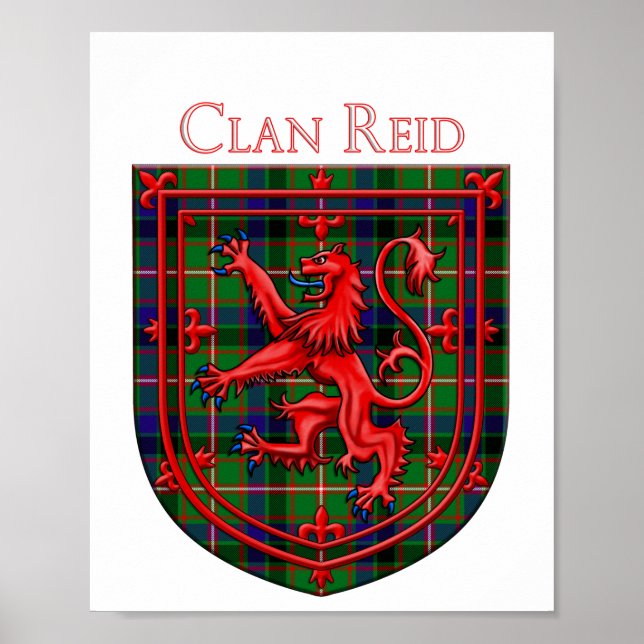 Reid Tartan Scottish Plaid Lion Rampant Poster (Framsidan)