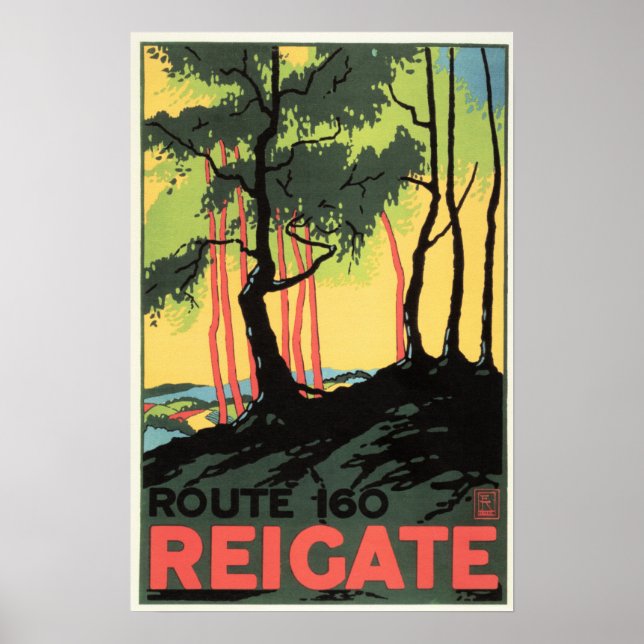 REIGATE Route 160 Surrey England Vintage Railway Poster (Framsidan)