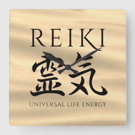 Reiki 霊 japansk calligrafisk Life Energy Fyrkantig Klocka