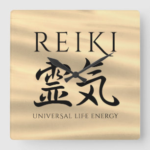 Reiki 霊 japansk calligrafisk Life Energy Fyrkantig Klocka