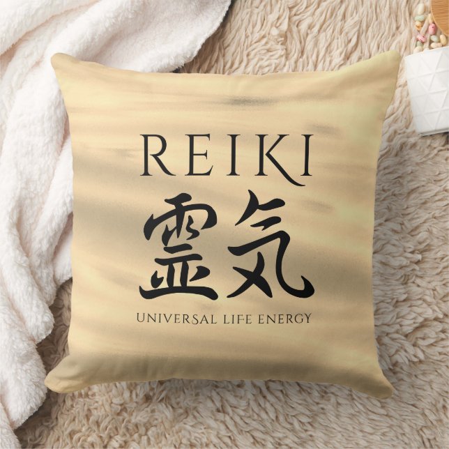 Reiki 霊 japansk calligrafisk Life Energy Kudde (Filt)