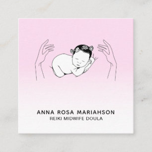 *~* Reiki Birthing Midfru Birth Coach Doula Fyrkantigt Visitkort