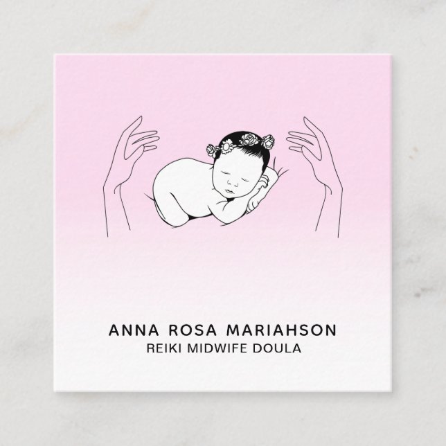 *~* Reiki Birthing Midfru Birth Coach Doula Fyrkantigt Visitkort (Framsida)
