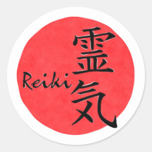 Reiki Calligraphy och Ord 1 Runt Klistermärke