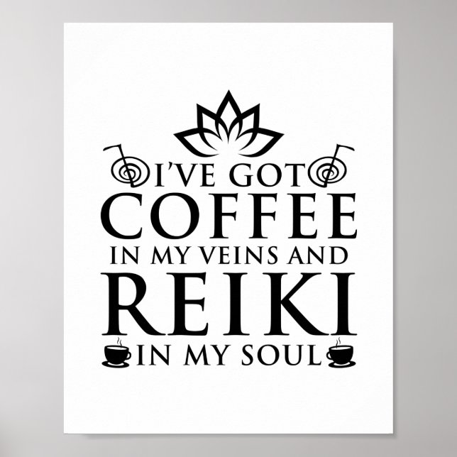 Reiki & Coffee | Reiki Master Esoteric Reiki Gifts Poster (Framsidan)