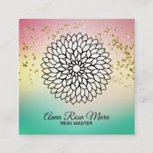 *~* Reiki Energy Healer Mandala Massage Yoga Fyrkantigt Visitkort
