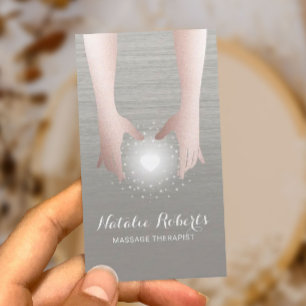 Reiki Energy Healing Händer Beige Therapist Visitkort