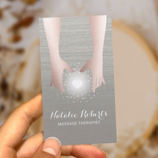 Reiki Energy Healing Händer Beige Therapist Visitkort (Skapare uppladdad)