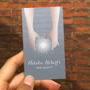Reiki Energy Healing Händer Dusty Blue Therapist B Visitkort