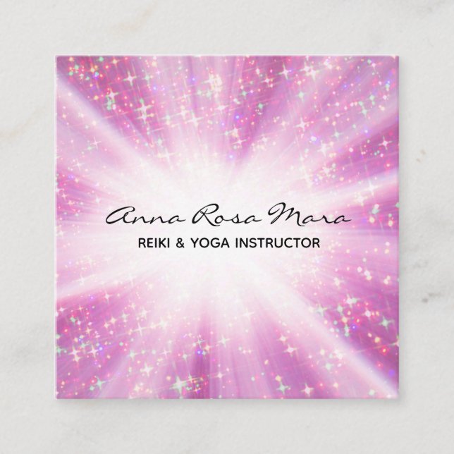 *~* Reiki Energy Healing Rays Light Worker Glitter Fyrkantigt Visitkort (Framsida)