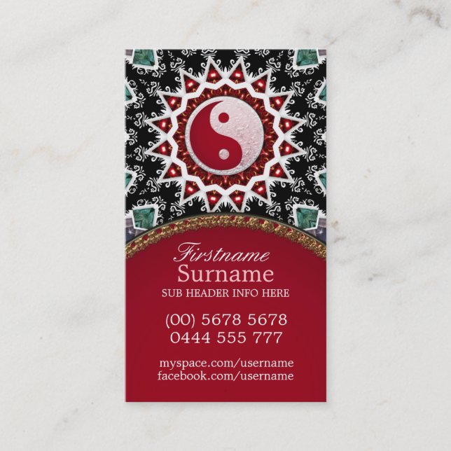 Reiki Energy Yin Yang Balance Affärskort Visitkort (Framsida)