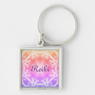 Reiki Fyrkantig Silverfärgad Nyckelring
