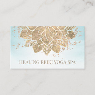 *~* Reiki Guld Aqua Glitter Yoga Andlig Mandala Visitkort