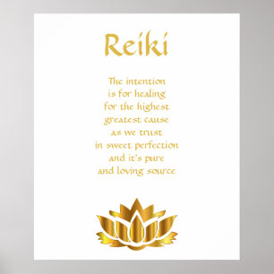 Reiki Guld Lotus blomma Poster